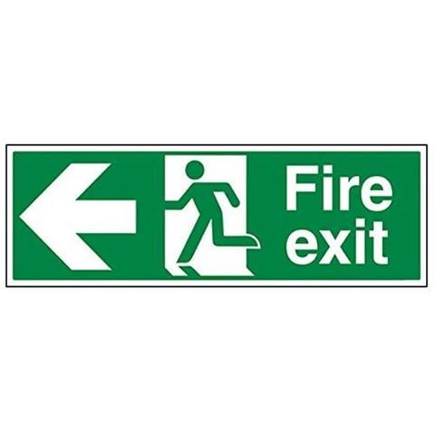Segno Vsafety Fuoco Exit Freccia Sinistra - Paesaggio - 300 Millimetri X 100 Mm - 1 Millimetro In Plastica Rigida - Foto 1