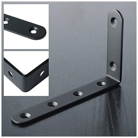 Mensola Staffa Dangolo Brace Staffa Angolare Griglia Di Attaccatura Di Parete 125 Millimetri 75 Mm In Acciaio Inox Nero Opaco Finito 4 Pezzi Ej5207b-4p - Foto 4