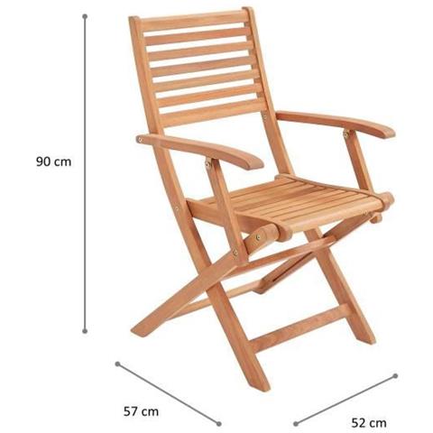Set Di 2 Sedie Da Giardino Pieghevoli In Eucalipto Fsc - 57,5x56x90cm - Foto 1