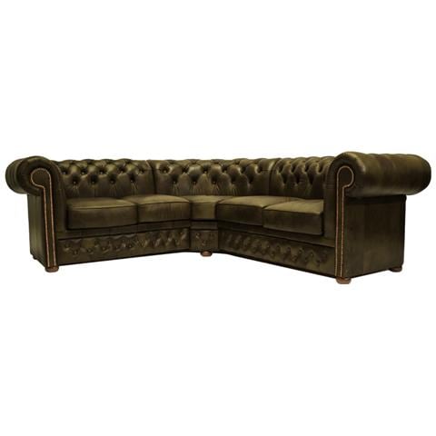 Divano Ad Angolo First Class - 2 Angolo 2 - Verde Muschio - Pelle - Foto 1