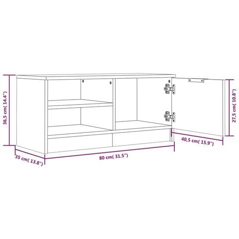 Mobile Porta Tv Bianco Lucido 80x35x45 Cm In Legno Multistrato - Foto 2