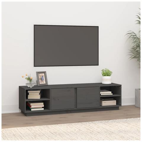 Mobile Porta Tv Grigio 156x40x40 Cm In Legno Massello Di Pino - Foto 13