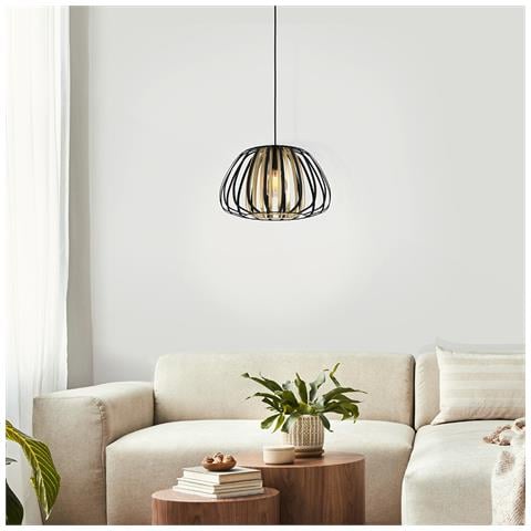 Lampadario Contemporaneo Encinitos 1 Luce Acciaio Nero E Oro - Foto 1