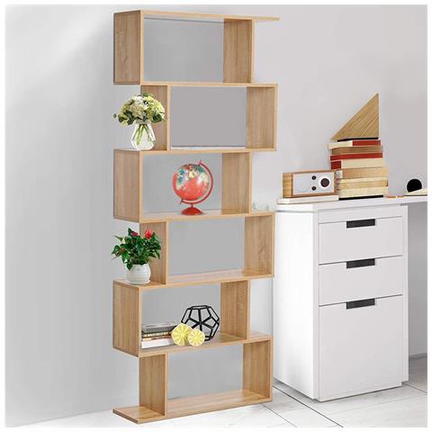 Libreria Design Moderna Scaffale 6 Ripiani 190x80x24cm Casa Ufficio Beige - Foto 2