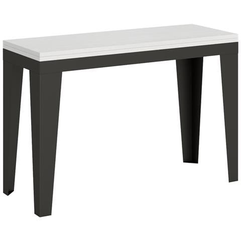 Tavolo Apribile 120x45/90 Cm Flame Double Telaio Antracite - Bianco Frassino - Foto 4