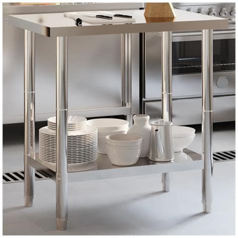 Tavolo Da Lavoro Da Cucina 82,5x55x85cm In Acciaio Inossidabile - Foto 1