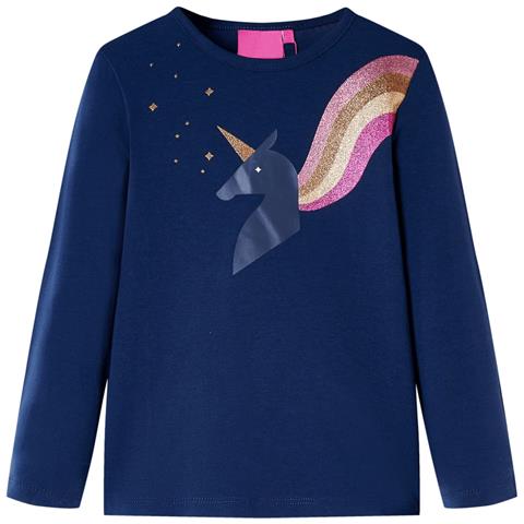 Maglietta Da Bambina Maniche Lunghe Blu Marino 116 - Foto 1