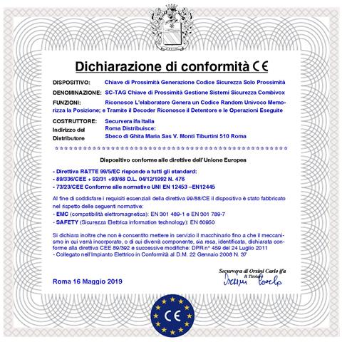 Trasponder Di Prossimità 3 Chiavi Alta Sicurezza Codice Di Base Combivox 61.955 Univoco Frequenza Di Lavoro 125 Khz Rf - Foto 2