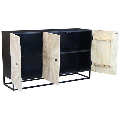 Mobile Credenza Da Interno Soggiorno Salotto A 3 Ante In Legno Di Mango E Struttura In Metallo Linea Elegance - Foto 2