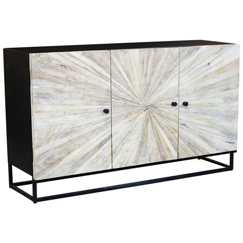 Mobile Credenza Da Interno Soggiorno Salotto A 3 Ante In Legno Di Mango E Struttura In Metallo Linea Elegance - Foto 1