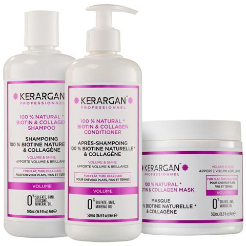 Trio Volumizzante Shampoo, Balsamo & Maschera Alla Biotina & Collagene Per Capelli Piatti, Sottili E Spenti - Senza Solfati, Ogm, Silicone, Olio Minerale - 3x500ml+1x100ml - Foto 1