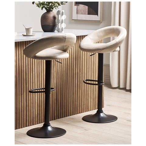 Set Di 2 Sedie Alte Peoria Pelle Sintetica Beige Chiaro - Foto 1