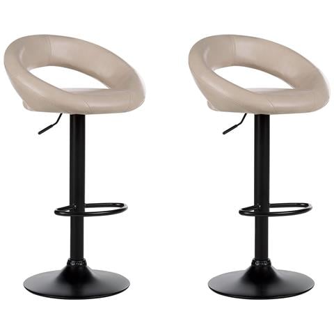 Set Di 2 Sedie Alte Peoria Pelle Sintetica Beige Chiaro - Foto 2