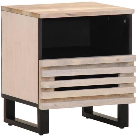 Comodini 2pz 40x34x46 Cm In Legno Massello Di Mango Sbiancato - Foto 2