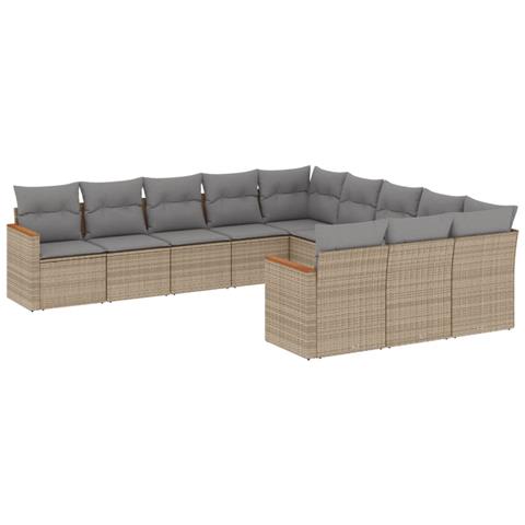 Set Divani Da Giardino 11 Pz Con Cuscini Beige In Polyrattan - Foto 2