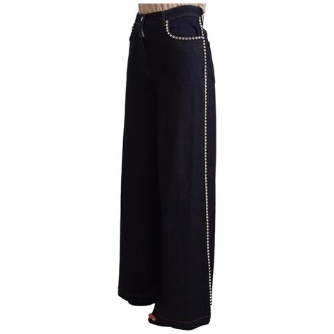 Jeans Svasati Decorati Con Cristalli Blu Scuro - It46 - L - Foto 2