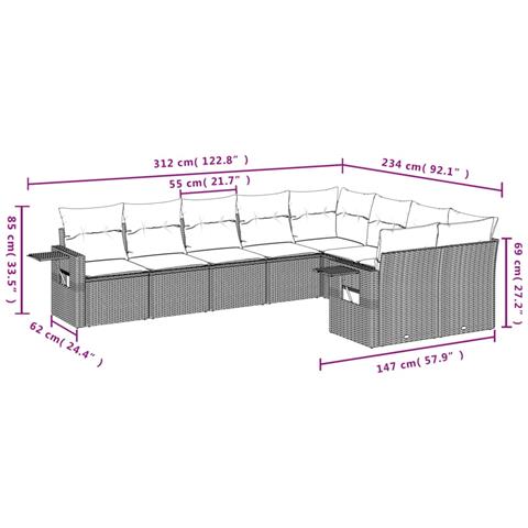 Set Divani Da Giardino 9 Pz Con Cuscini Nero In Polyrattan - Foto 2