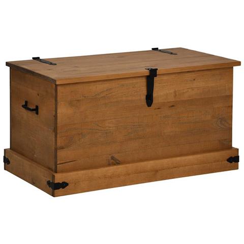 Cassapanca Halden 91x48x47 Cm In Legno Massello Di Pino - Foto 2