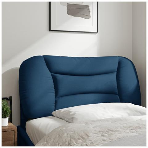 Cuscino Testiera Blu 90 Cm In Tessuto - Foto 3