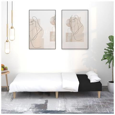 Divano Letto A 2 Posti Nero In Tessuto - Foto 3