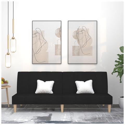 Divano Letto A 2 Posti Nero In Tessuto - Foto 1