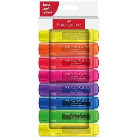 Faber-Castell Textliner 46 Superfluorescent, 8 pz, Multicolore, Punta smussata, 1 mm, 5 mm, Inchiostro a base di acqua - Foto 1