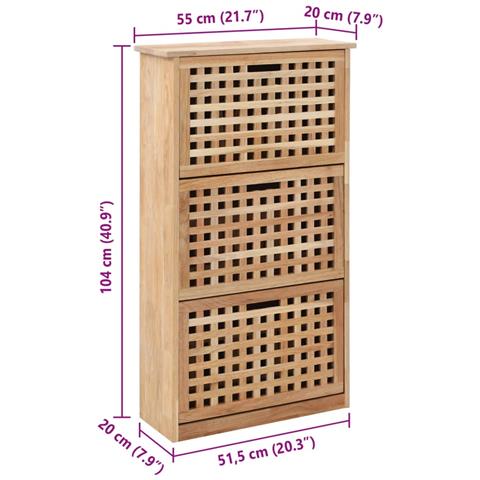 Panca Con Scarpiera 55x20x104 Cm In Legno Massello Di Noce - Foto 8
