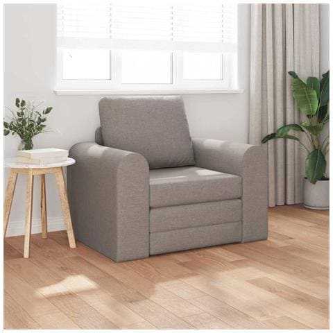 Divano Letto a Pavimento 2-in-1 Tortora 98x71x83 cm Tessuto - Foto 2
