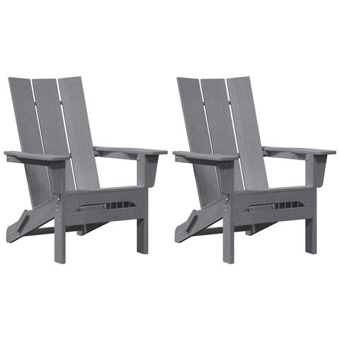 Sedie Adirondack Pieghevoli  2 pcs Grigio Chiaro 74.5x80.5x90 cm HDPE, Sedia Adirondack Pieghevole  Grigio Chiaro 74.5x80.5x90 cm HDPE - Foto 1