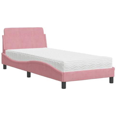 Letto con Materasso Rosa 90x200 cm in Velluto - Foto 1