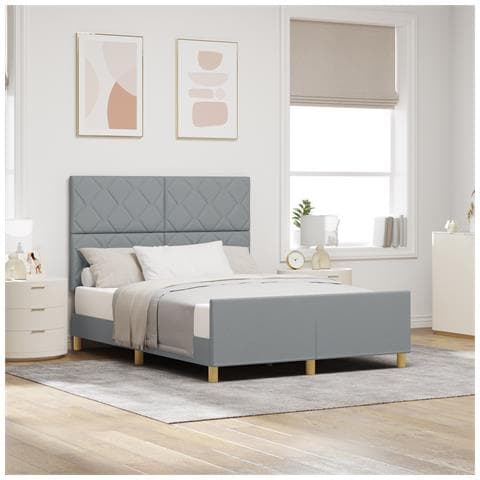 Struttura Letto Grigio Chiaro 160x200 cm Tessuto - Foto 2