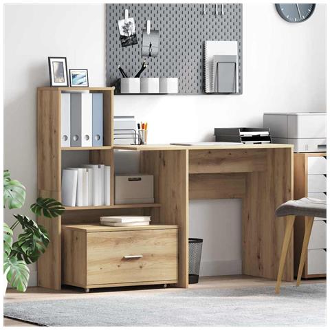 Scrivania con cassetto rovere artigianale 131.5 x 50 x 106.5 cm - Foto 2