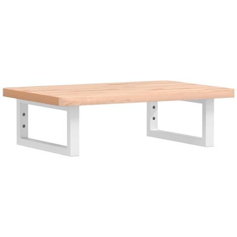 Ripiano a Parete per Lavabo in Acciaio e Massello di Faggio - Foto 1