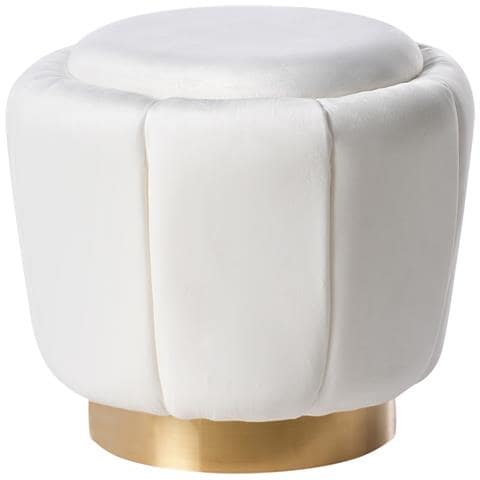 Pouf Irving Velluto Bianco - Foto 2