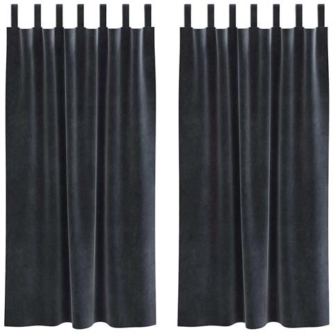 Tende con tende 2 pcs Grigio scuro 140 x 175 cm Velluto - Foto 1