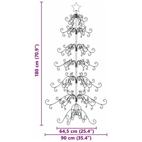 Albero di Natale in metallo con supporto Oro 180 cm - Foto 9