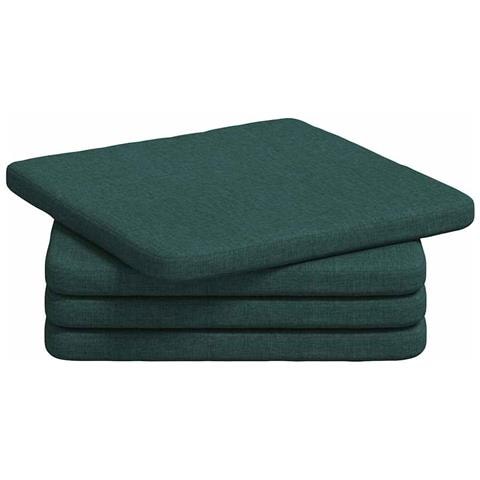 Cuscini per Seduta 4 pcs Verde Scuro 40 x 40 x 3 cm Tessuto - Foto 1