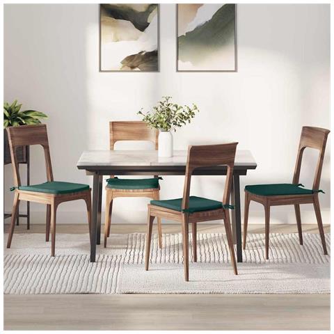 Cuscini per Seduta 4 pcs Verde Scuro 40 x 40 x 3 cm Tessuto - Foto 2