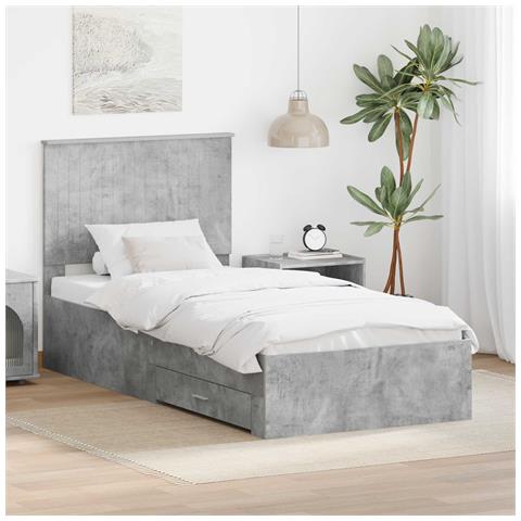 Struttura del letto con testiera Grigio cemento 90 x 200 cm - Foto 2