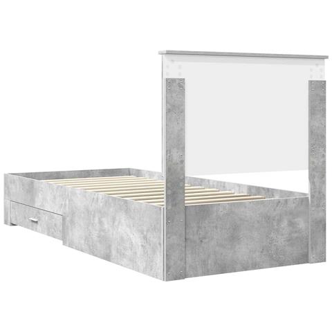Struttura del letto con testiera Grigio cemento 90 x 200 cm - Foto 9
