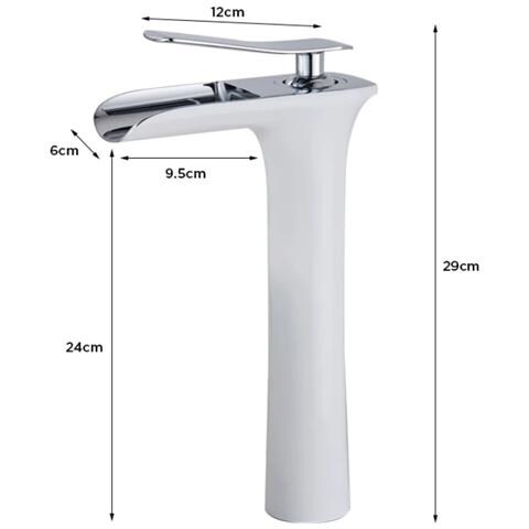 Rubinetto per lavabo da bagno, Blackswan, Cascada tipo M56, modello bianco /cromo, misura 29 cm - Foto 4