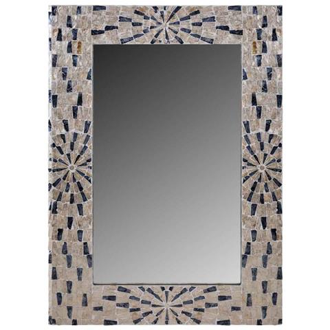 Specchio Rettangolare In Legno Rifinito In Capiz Nero 100x70x03h - Foto 1