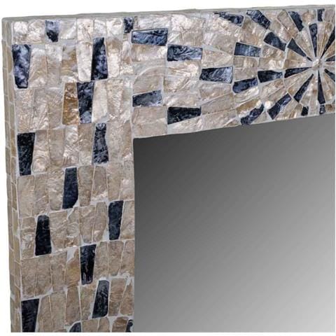 Specchio Rettangolare In Legno Rifinito In Capiz Nero 100x70x03h - Foto 2