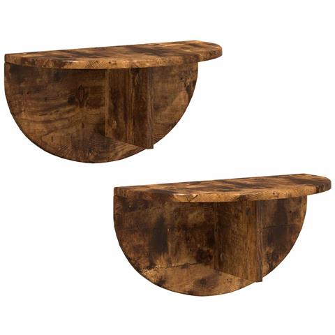 Scaffale da parete 2 pcs Rovere fumé 48 x 24 x 24 cm - Foto 1