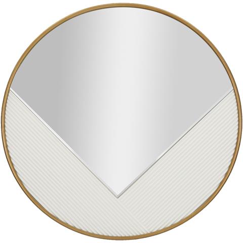 Specchio Da Parete Tondo Tolosa In Ferro Oro E Pannello Bianco 80 Cm - Foto 1