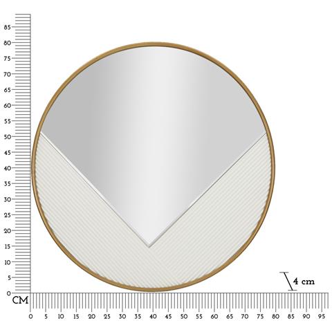 Specchio Da Parete Tondo Tolosa In Ferro Oro E Pannello Bianco 80 Cm - Foto 7