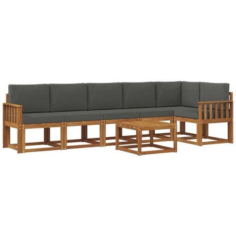Set di divani da esterno con cuscino 7 pcs Naturale e Antracite - Foto 1