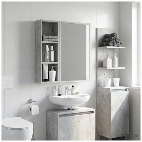 Armadio da bagno a muro Grigio Cemento 20 x 10 x 60,5 cm - Foto 2