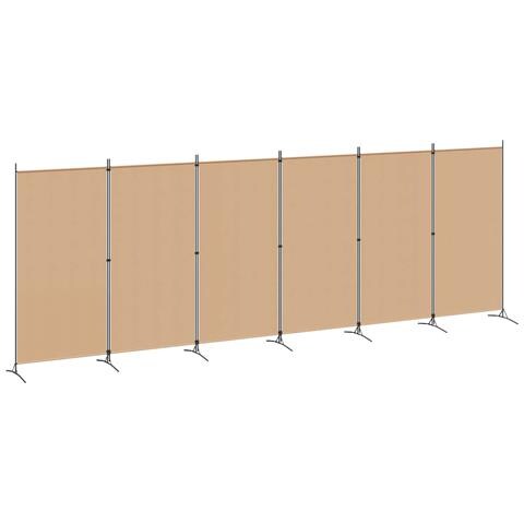 Divisore per Stanza a 6 Pannelli Beige 520 x 180 cm Tessuto - Foto 1