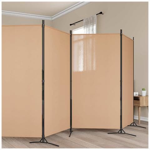 Divisore per Stanza a 6 Pannelli Beige 520 x 180 cm Tessuto - Foto 2